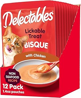 Hartz Delectables Non-Seafood Bisque Lickable We Cat Treats for Adults & Senior Cats, Chicken (Pack of 12)