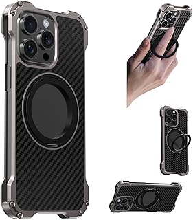 Case for Phone 15 Pro/15 Pro Max, [Compatible with Mag safe Charger] Aluminum Alloy Metal Case with Lens Protector (15 Pro Max)