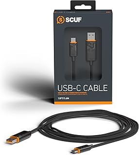 كابل USB-C مضفر من اس سي يو اف - 6 قدم / 2 متر وصلة USB نوع C وشحن لوحدات تحكم Xbox ووحدات PS5 والهواتف الذكية - اسود لمحول الشحن، لوحدة تحكم الألعاب