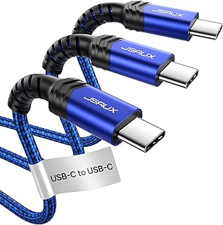 جي سوكس كيبل USB C الى USB C بقدرة 100 واط من 3 قطع [6.6 قدم + 6.6 قدم + 6.6 قدم] كيبل شحن سريع متوافق مع سامسونج جالكسي S24 S24+ S24 الترا S23 S22 وايفون 15 بلس برو ماكس وايباد برو - ازرق