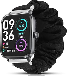 IDW13,IDW16,IDW19 Smartwatch Bands, Lamshaw 22mm Fabric Elastic Scrunchie Elastic Women Cute Replacement Straps Compatible for TOOBUR,TEMINICE,VRPEFIT,Konitee,Gydom,Faweio IDW13 Watch / Woneligo W3 /