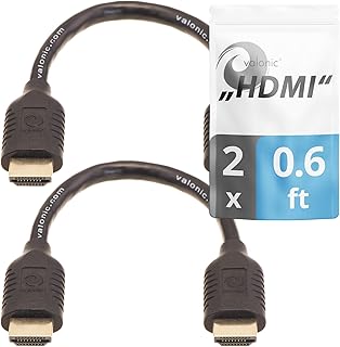 فالونيك كيبل HDMI قصير - 0.5 قدم عبوتان 4 كيه عالي السرعة الترا اتش دي ايثرنت - متوافق مع نينتندو وبلاي ستيشن 5 والتلفزيون واكس بوكس اسود صغير رفيع