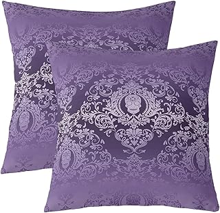 Homemissing Adults Purple Damask Throw Pillow Covers Antique Victorian Baroque Decorative Throw Pillowcases 60x60cm Set of 2 Soft Gothic Vintage Floral Pillow Cases Cushion Covers Exotic Sugar Skull