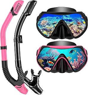 Snorkeling Gear for Adults, Dry-Top Snorkel Set Scuba Diving mask, 180Panoramic Wide View Professional Snorkeling Gear Breathing Freely Snorkel Mask