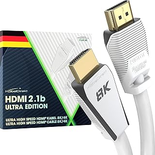 كيبل HDMI 2.1 بدقة 8K اصدار العاب معتمد بطول 2 متر (8K@60Hz، فائق السرعة/48G لـ 10K و8K او فائق السرعة 144Hz عند 4K، مثالي لاجهزة بلاي ستيشن 5/اكس بوكس وكمبيوتر الالعاب/الشاشة/التلفزيون، لون ابيض) من