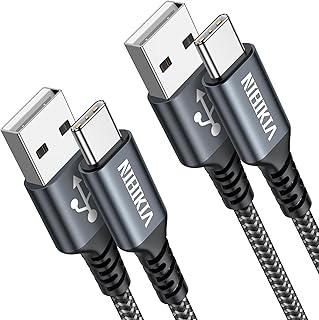 كيبل شحن USB C بطول 2 متر من نيبيكيا، شاحن سريع 3 امبير مغطى بالنايلون لسامسونج جالاكسي S21 S20 S10 S9 S8 A12 A20e A21s A40 A51 A70، هواوي P30 P20 P40، جوجل بيكسل، شاومي