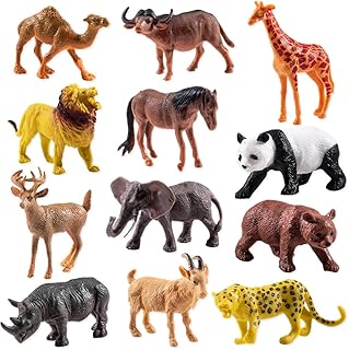 PLNVNVP Forest Animals Figures Toy, 12 Pieces Mini Figures Forest Animals Toy, Woodland Animals Figures, Forest Animals Birthday Decoration, Educational Toy, for Forest Theme Cake Toppers