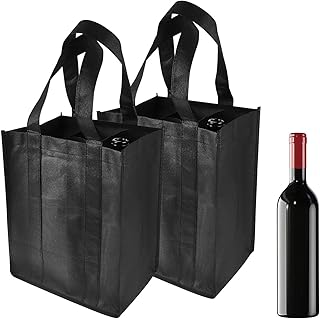 CKCSHI 2PCS Wine Bottle Bag, Wine Bottle Bag, Bottle Carrier for 6 Bottles, Reusable Compartment Wine Bottle Holder Bag with Carry Handle for Storing Carrying Wine Beer Champagne