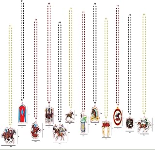 Landical 24 Pcs Festive Derby Bead Necklace Derby Necklace Horse Long Pendant for Horsing Racing Party Supplies Costume Accessories Outfit Gifts, approx. 16 inch long, Plastic, No Gemstone