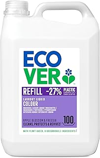 Ecover Waschmittel Color Apfelblüte & Freesie (5 L/100 Waschladungen), Flüssigwaschmittel mit pflanzenbasierten Inhaltsstoffen, Colorwaschmittel for Erhalt und Schutz der Kleidung