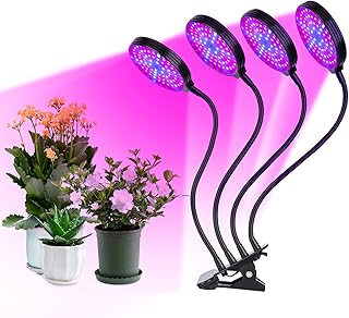 مصباح نمو LED للنباتات الداخلية 60 واط من لابيموس، مصابيح LED حمراء وزرقاء 4 رؤوس تشغيل وايقاف تلقائي مع مؤقت 4 8 12 ساعة 3 اوضاع اضاءة 5 مستويات سطوع IP66 مقاومة للماء IP66 مصباح زراعة نباتات للمكتب