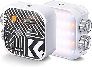 مفهوم K& مصباح فيديو LED ثنائي اللون، 2000mAh محمول للتصوير الفوتوغرافي، 15 تاثير ضوئي، 2500-9900 كلفن، سي ار اي 96+، للمدونات والصور الذاتية والتصوير اليدوي - ابيض