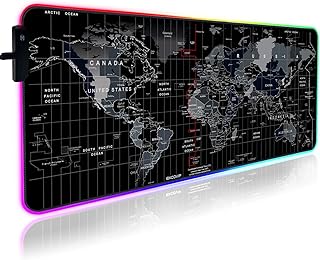 قاعدة ماوس ممتدة بالفضاء اللوني ار جي بي من اكسكوفيب، بساط طاولة مكتب كبير 800×300ملم، لوحة ماوس باضاءة LED للكمبيوتر الشخصي وماك بوك كيبورد مقاومة للماء ومضادة للانزلاق (عالم الفضاء اللوني ار جي بي)