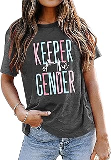 قميص مطبوع عليه Keeper of The Gender للنساء بتصميم أفكار الكشف عن نوع الجنس، تي شيرت لطيف للإعلان عن الحمل، بلايز للأمهات الحوامل