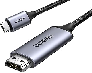 يوجرين كيبل USB C الى HDMI 4K 60HZ USB نوع C ثاندربولت 3 HDMI سلك مضفر لماك بوك برو، سامسونج S9 S8 بلس نوت 8، اي ماك 2017، كروم بوك بيكسل، ال جي V30 V20 G5، ديل XPS 15 13، يوجا 900، اسود