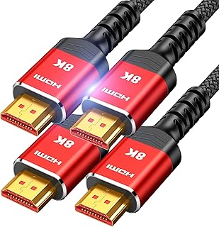 هاي وينجز كيبل HDMI بطول 10 قدم/3 متر (HDMI 2.1) 10K 8K@60Hz 4K@120Hz 48Gbps، كيبل اداء صور عالي السرعة، مضفر، اتش دي سي بي 2.2 و2.3، eARC، سهل التركيب