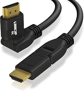 لينك اب - كيبل HDMI 2.1 8K فائق السرعة بزاوية دوران 360 درجة | كيبل فيديو رقمي DSC HDR UHD قوي 28AWG 48GB/s | 10K 8K 5K 4K 2K 1080 | متوافق مع ابل Xbox PS5 سامسونج 3 قدم