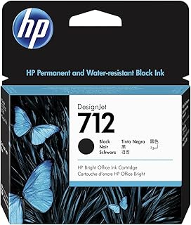 خرطوشة حبر اصلية 80 مل بلون اسود موديل رقم HP 712 (3ED71A) لطابعات ديزاين جيت T650 وT630 وT230 وT210 وطابعات ستوديو بلوتر من اتش بي