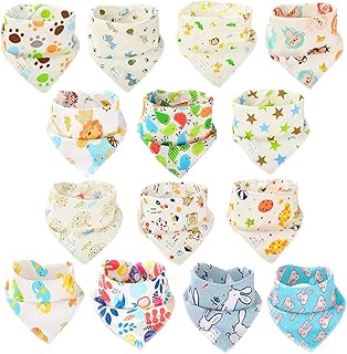 12 Bibs Bebe Bandanas Scarf Towel Drool Babas Fabric Baby Girl Child Recien Nacido Bandana Baby Bib Algodon Organico Absorbent Soft for Drooling Teething and 14pcs Unisex