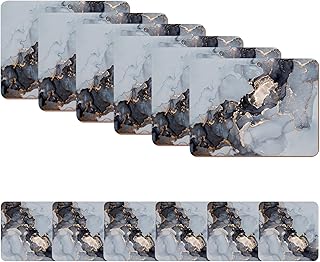 Naivasha Homeware Placemats and Coasters Set of 6 - Heat Resistant, Waterproof, Non-Slip Cork Table Mats in Matte Finish, Elegant Placemats & Coasters for Cups, Mugs, Plates & Pans - Day Marble