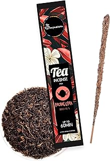 Samsara Handmade Organic Tea Leaves Incense Sticks - 100% Organic, Tea Ceremony Ritual - 5 Extra Large Sticks, Each 60 Minutes - Delicate and Lasting Fragrance (Hongcha)