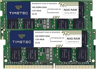 تايم تيك مجموعة DDR4-2666 32GB (2x16GB) بديلة لسينولوجي D4ECSO-2666-16G DDR4 ECC غير مخزن مؤقت 2666MHz PC4-21300 260 دبوس 1.2 فولت CL19 ثنائي الرتبة 2Rx8 ترقية ذاكرة RAM (D4ECSO-26666) (D4ECSO-26666)