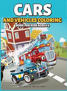 Cars and Vehicles Coloring Book for Kids Ages 4-8: 50 images of cars, motorcycles, trucks, bulldozers, planes, boats that will entertain children and engage them in creative and relaxing activities