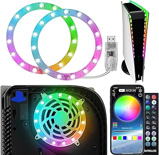 شريط إضاءة LED لجهاز الألعاب بلاي ستيشن 5 سليم، RGB مع بلوتوث ومزامنة موسيقى و400 تأثير و8 ألوان تحكم عبر التطبيق وجهاز عن بعد وUSB 3، من اتش ان سمارت، متعدد الألوان