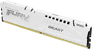 كينغستون فيوري بيست وايت 32GB (2x16GB) 5200MT/s CL40 DDR5 XMP DIMM | كسر سرعة المعالج | التوصيل والتشغيل | انتل XMP 3.0 | مجموعة من قطعتين | KF552C40BWK2-32