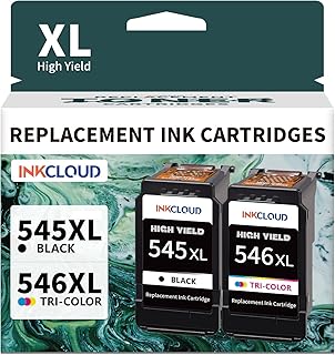 INKCLOUD 545XL 546XL Multipack Replacement for Canon Ink Cartridge 545 546 PG-545XL CL-546XL Black and Colour for Canon Pixma MX495 TR4550 TS3350 TS3150 TR4551 MG2550s MG2555s TS3151 MG3050 MG295 MG20