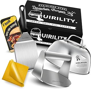 Quirility - Smash Burger Professional Stainless Steel Kit with EU Certificate Food Contact - Smasher Burger - Burger Press - Burger Crusher