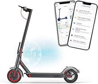 Roinside Electirc scooter- 350W Motor, 8.5'' Solid Tire, Max 21 Miles Range, Max 19 MPH Speed, Dual Braking, Folding Commuting Electric Scooter Adults, Yellow