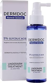 DERMDOC 5% Glycolic Acid Underarm Brightening Spray Treatment (100ml) | Multipurpose Exfoliating Toner For Dark Spots On Face & Body | Reduces Hyperpigmentation | Evens Skin Tone | Controls Odour |