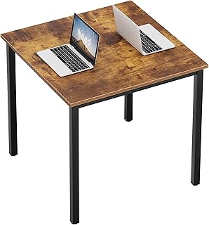 Need Small Square Dining Table- 31-1/2'' Sturdy and Heavy Duty Writing Desk for Small Spaces and Writing Table Desk Breakroom Table, Rustic Brown