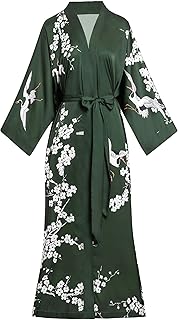 Long Soft Lightweight Silky Kimonos Robes for Women, Luxury Japanese Floral Womens Kimono Robe