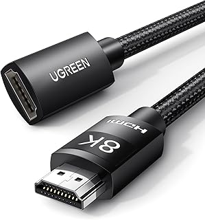 يوجرين كيبل وصلة HDMI 8K@60Hz 4K @120Hz 48Gbps ذكر الى انثى عالي السرعة متوافق مع ماك بوك برو 2021 روكو تي في ستيك اكس بوكس بلاي ستيشن 5 ال جي سوني سامسونج 0.5 متر