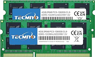 تيك ميو ذاكرة RAM DDR3-1333 8GB 2x4GB PC3-10600S DDR3 1333MHZ سوديم 2RX8 ثنائي الرتبة CL9 204 دبوس 1.5 فولت غير مخزنة ECC لنظام انتل AMD وماك