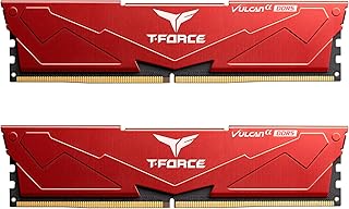 تيم جروب ذاكرة RAM فولكان الفا DDR5 سعة 64GB 2x32GB 6000MHz PC5-48000 CL38 من تي فورس وحدة للكمبيوتر المكتبي ايه ام دي محسنة بلون احمر FLARD564G6000HC38GDC01