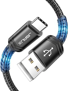 جي سوكس كابل يو اس بي نوع سي 3 امبير للشحن السريع [عبوتان 3.3 قدم]، سلك شحن مضفر USB-A الى USB-C متوافق مع سامسونج جالاكسي S10 S9 S8 S20 بلس A51 A11، نوت 10 9 8، وحدة تحكم PS5، شاحن USB C - اسود