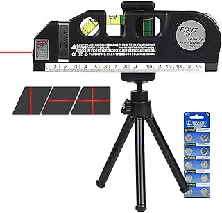 نيوينتور ميزان ليزر مع حامل ثلاثي القوائم ومشبك ثلاثي الاوضاع، مناسب للمبتدئين، اداة قياس ليزر متعددة الاغراض + شريط قياس 2.5 متر وحامل ثلاثي القوائم، سهل الاستخدام، مناسب للسقف/الارضية/الجدار