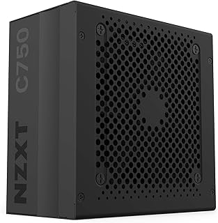 NZXT C750 - Np-C750M-Uk 750 وات Psu 80+ Gold معتمد من الذهب الهجين للتحكم في المروحة الصامتة مع محامل ديناميكية مائعة تصميم معياري كيبلات ايه تي اكس مزود طاقة للالعاب 10 سنوات