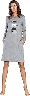 Women's Warm Nightdress Sleepwear Cotton Crew Neck Casual Sleep Shirt Sleepwear Pyjamas