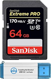 سانديسك حزمة بطاقة ذاكرة SDXC SD اكستريم برو سعة 64GB تعمل مع كاميرا نيكون D3500 D7500 D5600 الرقمية DSLR 4K V30 U3 (SDSDXXY-064G-GN4IN) بلس (1) ايفري ثينغ بات سترومبولي (TM) 3.0 SD/قارئ مايكرو