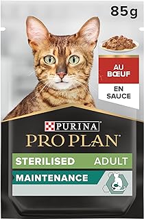 Purina Pro Plan Sterilised Nutrisavour Wet Cat Food for Neutered Cats, with Beef, Pack of 24 (24 x 85 g)