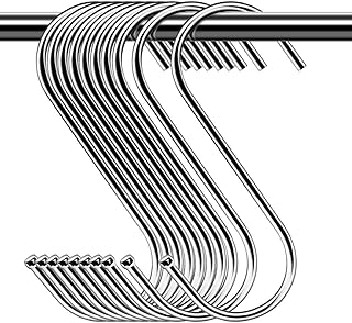 مجموعة خطافات معدنية شديدة التحمل على شكل حرف S مكونة من 30 قطعة لادوات المطبخ والمكتب والحمام والخزانة وورشة العمل والمراب والمكتب والمنزل، فضي، الحد الأقصى للوزن الموصى به: 5.0 كيلوجرام
