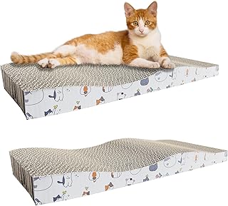 ABRFC Cat Scratching Board Cat Scratcher Cat Scratch Pad Cardboard Cat Scratchers for Indoor Cats Reversible Large Wide Corrugated Double-Sided Usability (2 Pack Board)