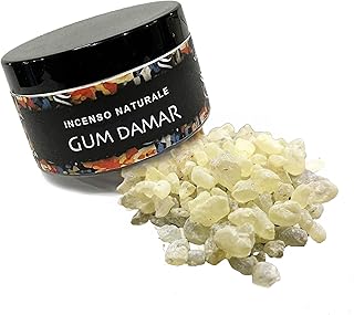 Natural Incense in Pure Gum Damar Resin – Elegant and Practical Packaging – 75 ml – Smoking and Air Purification (GUM DAMAR)