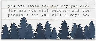 لوحة فنية جدارية قماشية ممتدة بعبارة «You Are Loved For The Precious Son You Are Navy Blue Forest» من ستوبيل، مقاس 10 × 24، متعددة الالوان