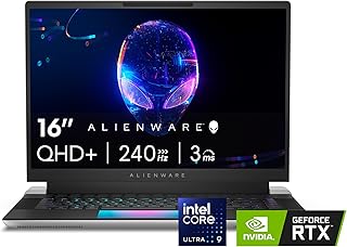 الينوير لابتوب العاب X16 R2 بشاشة 16 انش QHD+ 240Hz 3ms ومعالج انتل كور الترا 9-185H وذاكرة RAM LPDDR5X 32GB وSSD 1TB وانفيديا جيفورس RTX 4080 12GB GDDR6 وويندوز 11 هوم، فضي قمري