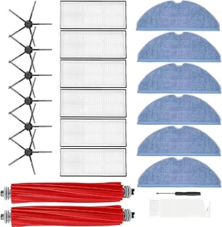 مجموعة قطع غيار S7 من ايلوسي لروبوتات شاومي روبوروك S7 S7 بلس S7 MaxV S7 ماكس V بلس T7 T7S روبوتيكس، 2 فرشاة رئيسية، 6 فلتر، 6 قطع قماش مسح، 6 فرش جانبية، 1 اداة تنظيف، أخضر